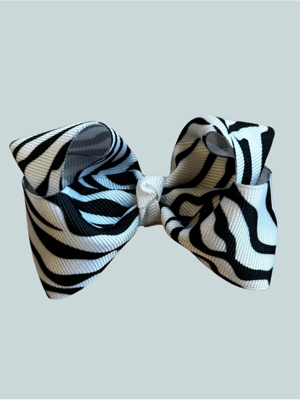 3” Zebra Print Kids Hair Bow - Black & White